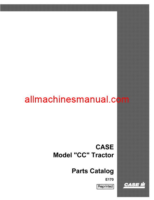 Case IH CC Tractor Pdf Parts Manual E170