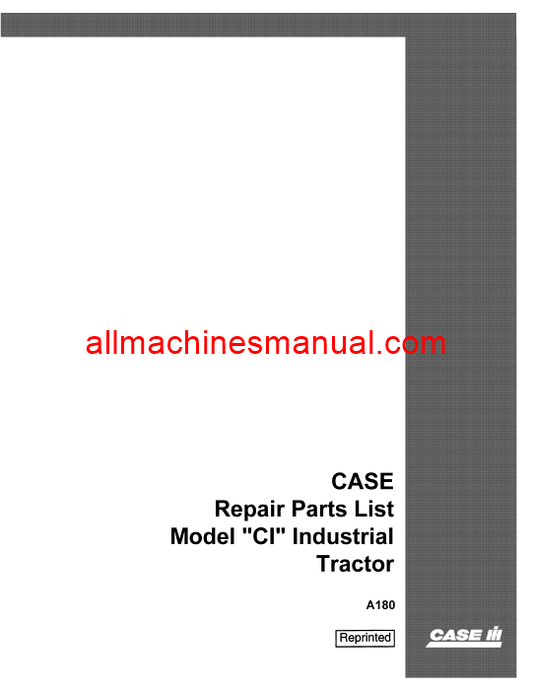 Case IH CI Industrial Tractor Pdf Parts Manual A180