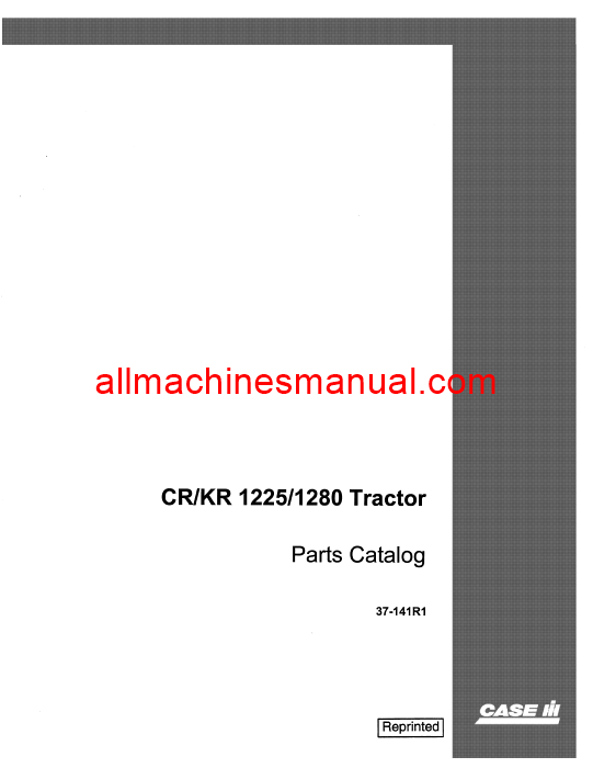 Case IH CR1225, CR1280, KR1225, KR1280 Cougar Tractor Pdf Parts Manual 37-141R1