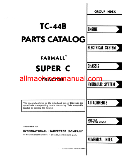 Case IH C, Super C Tractor Pdf Parts Manual TC-44B