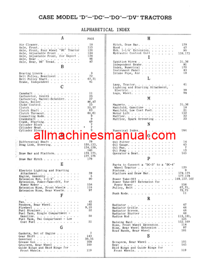 Case IH D, DC, DO, DV Tractor Pdf Parts Manual D221