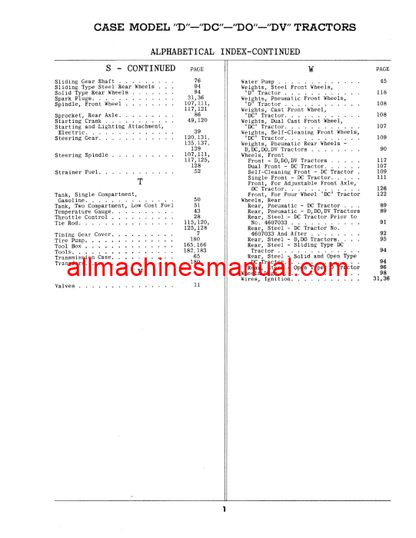 Case IH D, DC, DO, DV Tractor Pdf Parts Manual D221