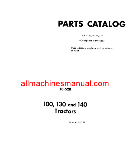 Case IH Farmall 100, 130, 140 Tractor Pdf Parts Manual TC-52B