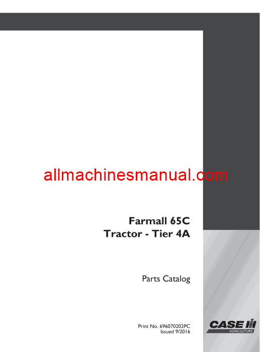 Case IH Farmall 65C Tier 4A Tractor Pdf Parts Manual 696070202PC