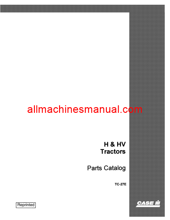 Case IH Farmall H & HV Tractor Pdf Parts Manual TC-27E