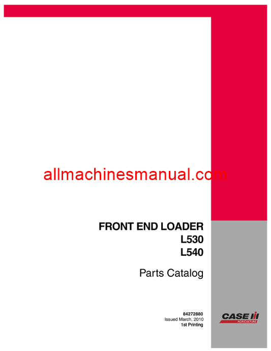 Case IH L530, L540 Front End Loader Tractor Pdf Parts Manual 84272880