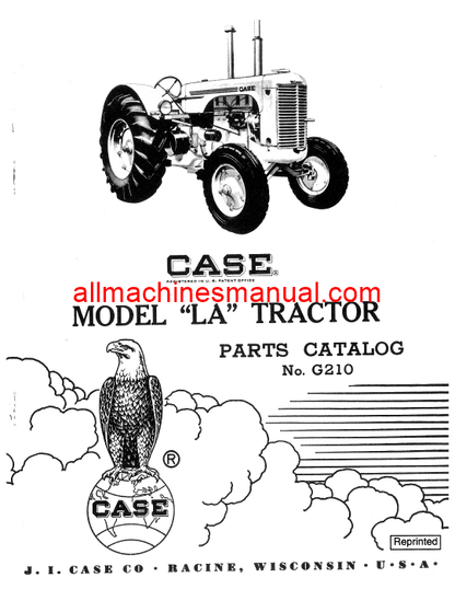 Case IH LA Tractor Parts Manual G210