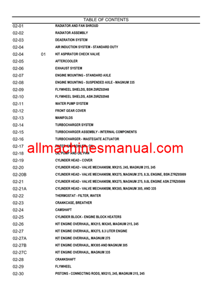 Download Case IH Magnum 335, MX215, MX245, MX275, MX305 Tractor Parts Manual 87721846