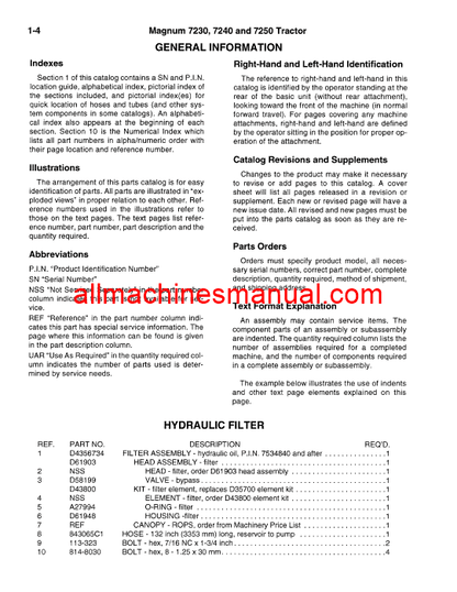 Download Case IH Magnum 7230 7240 7250 Tractor Parts Manual 8-9612