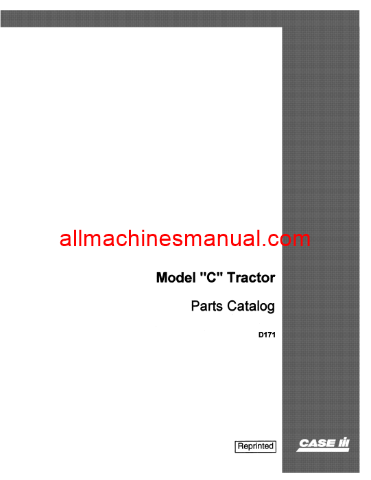 Case IH Model C Tractor Parts Manual D171