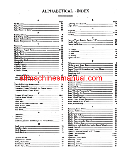 Download Case IH Model C Tractor Parts Manual D171