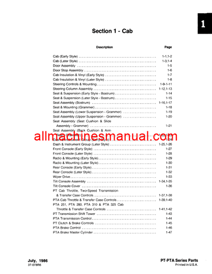 Download Case IH Steiger PT PTA Bearcat Cougar Panther Tractor Parts Manual 37-078R6