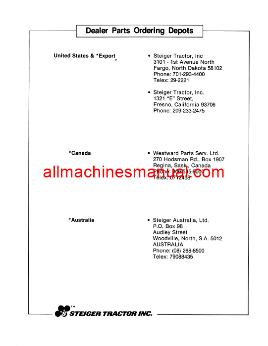 Download Case IH Steiger Wildcat Super Wildcat Bearcat I & II Tractor Parts Manual 37-085