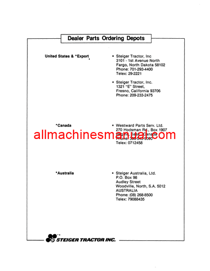 Download Case IH Steiger Wildcat Super Wildcat Bearcat I & II Tractor Parts Manual 37-085