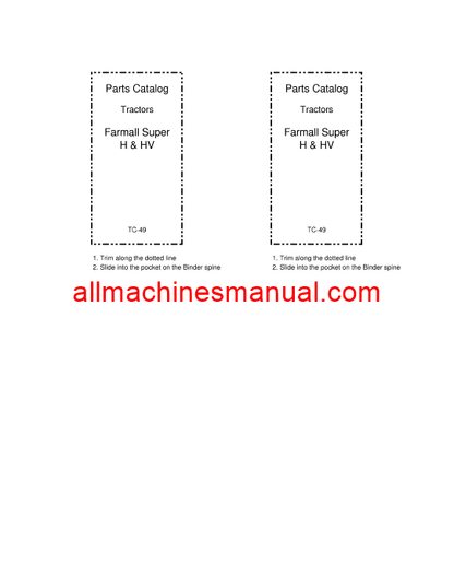 Download Case IH Super H & HV Farmall Tractor Parts Manual TC-49