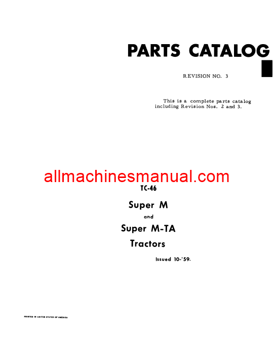 Download Case IH Super M & Super M-TA Tractor Parts Manual TC-46