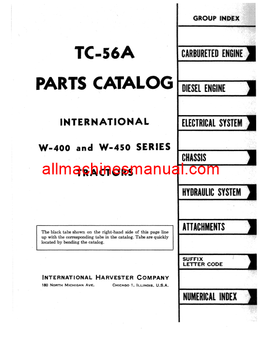 Download Case IH W400 W450 Series Tractor Parts Manual TC-56A