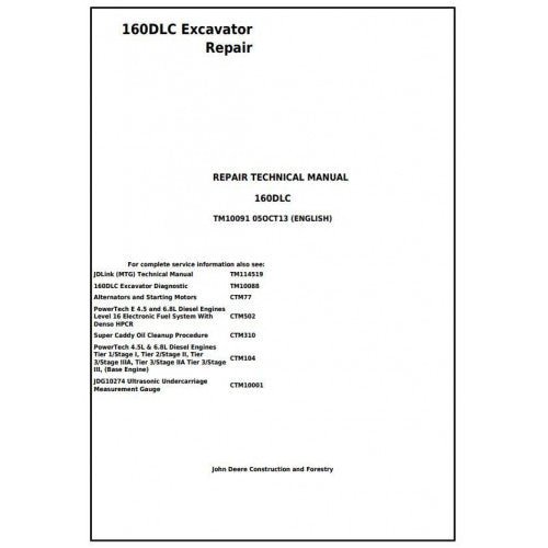 Download - John Deere 160DLC Excavator Service Repair Manual TM10091