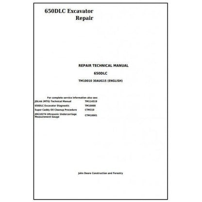 Download - John Deere 650DLC Excavator Service Technical Manual TM10010
