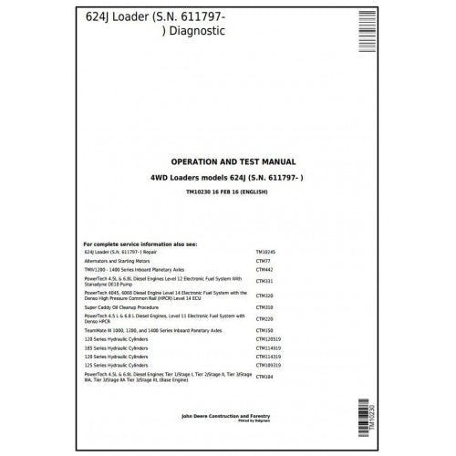 John Deere 624J, 4WD Wheel Loader Pdf Operation and Test Manual TM10230 - All Machines Manual | Manuals At Best Price