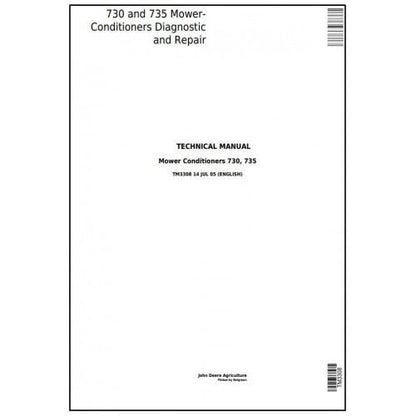 John Deere 730, 735 Hay and Forage Mower-Conditioner All Inclusive Pdf Service Repair Technical Manual TM3308