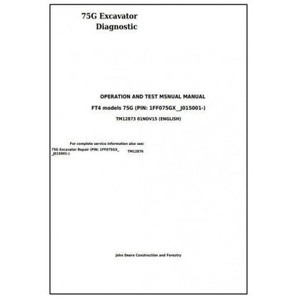 John Deere 75G Excavator Pdf Operation and Test Manual TM12873 - All Machines Manual | Manuals At Best Price