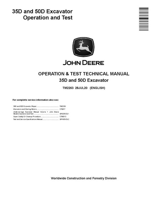 Operation and Test Manual - John Deere 35D and 50D Compact Excavator (TM2263)