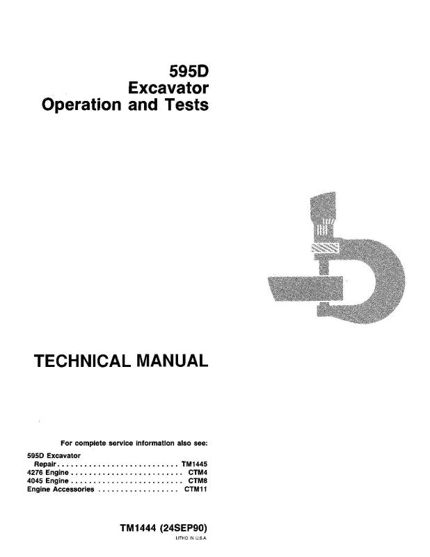Operation and Test Manual - John Deere 595D Wheeled Excavator (TM1444)