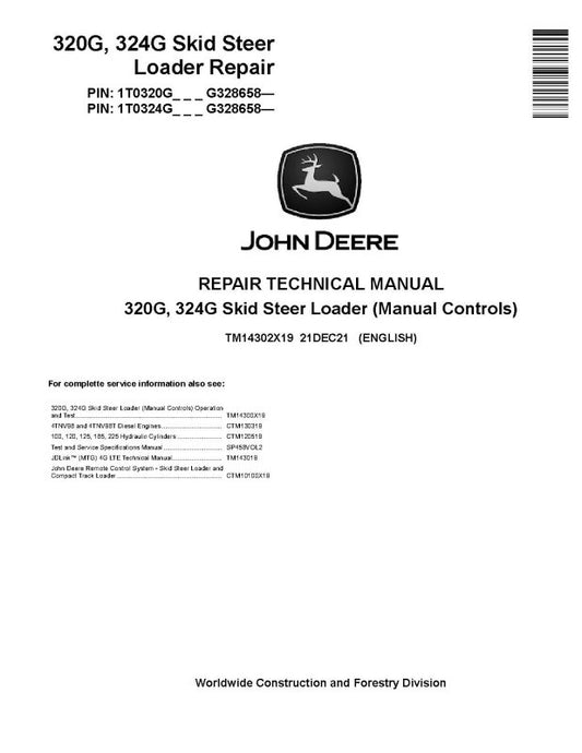 Repair Manual - John Deere 320G and 324G Skid Steer Loaders with Manual Controls (SN. from G328658) (TM14302X19)