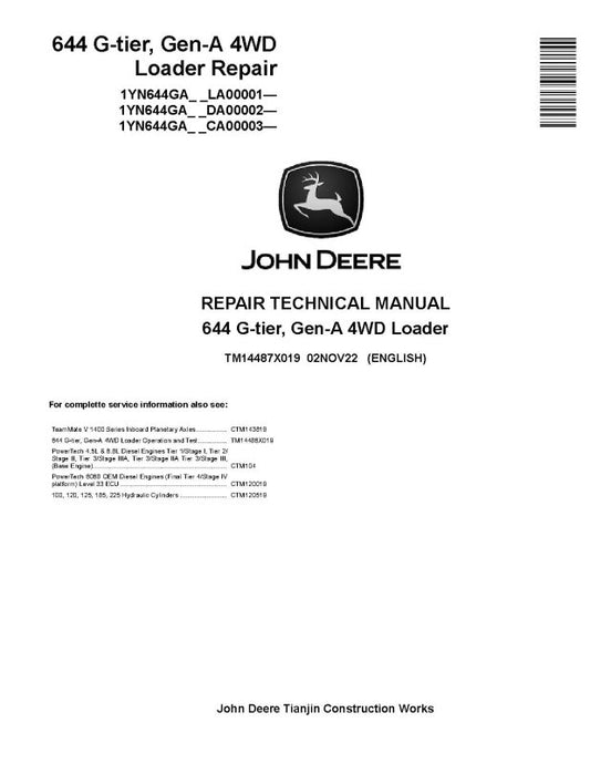 Repair Manual - John Deere 644G Wheel Loader (SN. from CA00003, DA00002, LA00001) (TM14487X019)