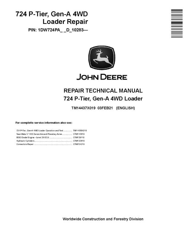Repair Manual - John Deere 724 P-Tier (SN. from D_10283) 4WD Wheel Loader (TM14437X019)