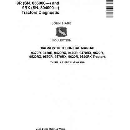 John Deere 9370R 9420R/RX 9470R/RX 9520R/RX 9570R/RX 9620R/RX Tractors Diagnostic Technical Manual TM146819-2