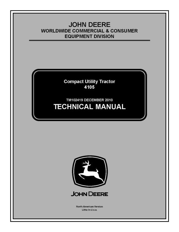 Technical Manual - John Deere 4105 Compact Utility Tractor (tm102419)