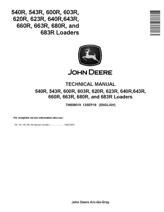 Technical Manual - John Deere 540R, 543R, 600R, 603R, 620R, 623R, 640R, 643R, 660R, 663R, 680R and 683R Tractor Loader (TM609019)