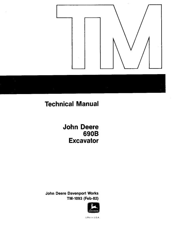 Technical Manual - John Deere 690B Crawler Excavator (TM1093)