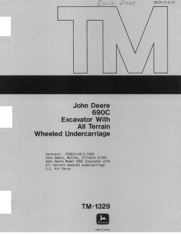 Technical Manual - John Deere 690CR Excavators with All Terrain Wheeled Undercarriage (TM1329)