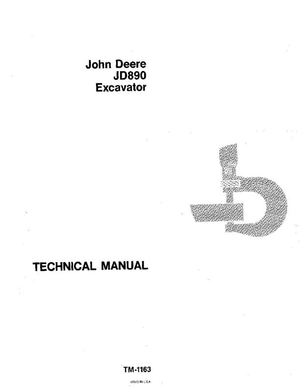 Technical Manual - John Deere JD890 Hydraulic Excavator (TM1163)